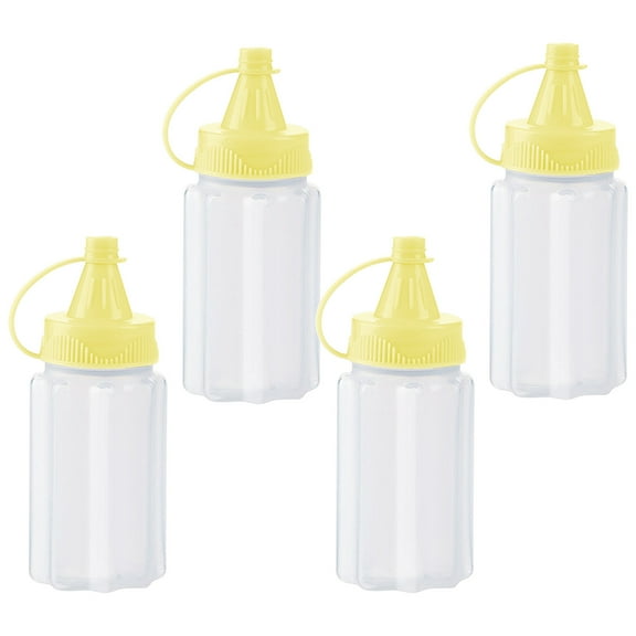 4pcs Mini Jam Squeeze Bottle Jar Sauce Seasoning Box with Lid, Squeeze Bottle Portable PP Kitchen Easy Clean Spices Storage Container