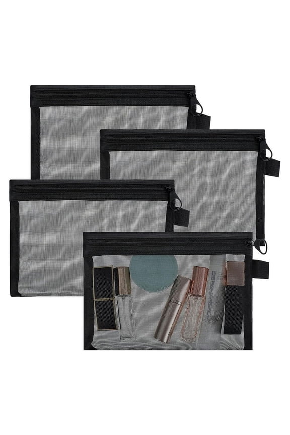 4pcs Mini Mesh Zipper Bags,Mesh Zipper Pouch Small Zipper Bags Nylon Zipper Pouch Mesh Makeup Bag for Home