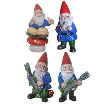 Raindrops 4pcs Mini Music Band Gnome Figures Decorative Garden Statues Home Decor