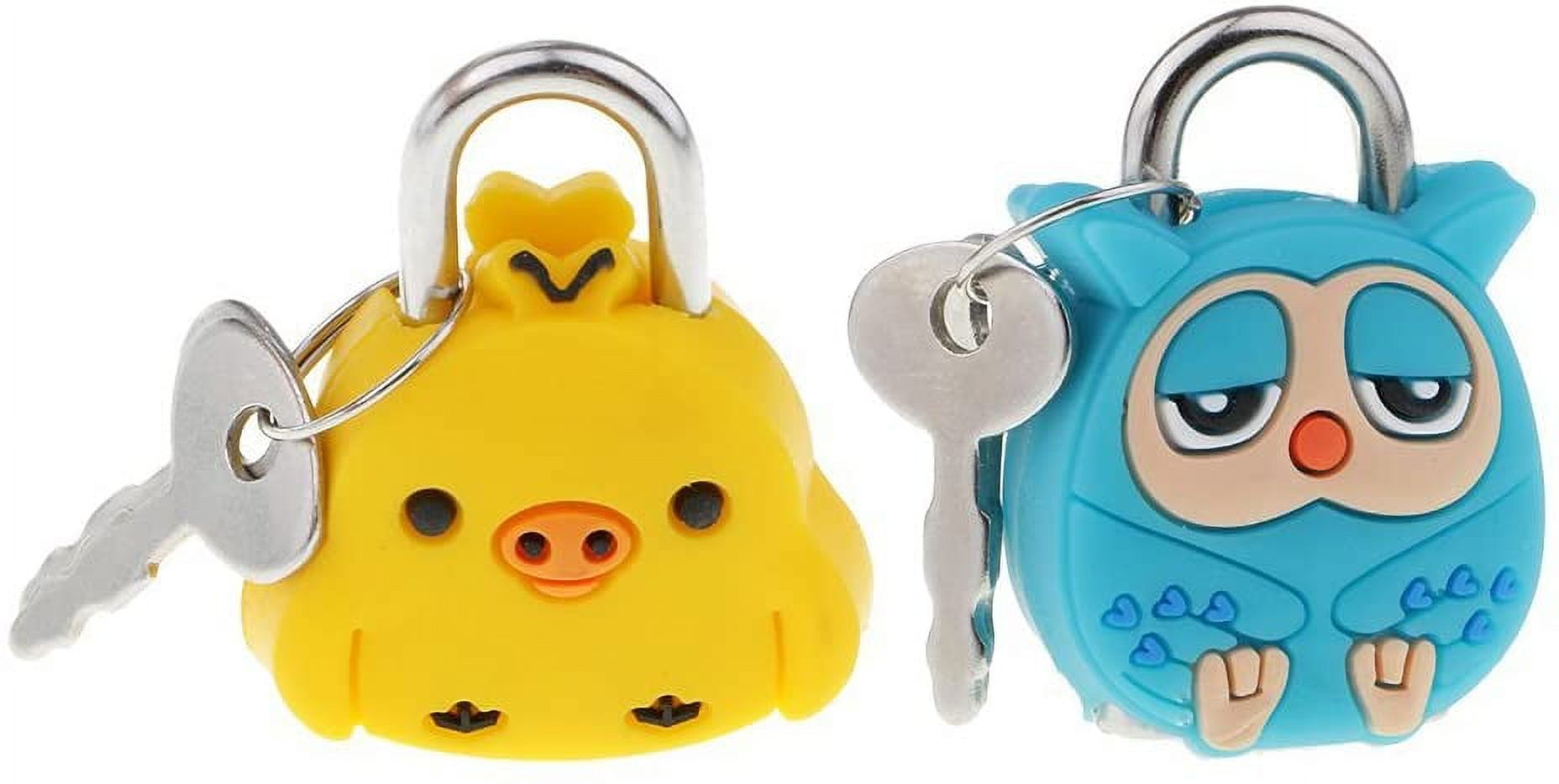 4pcs Mini Padlock Security Lock with Key Cute Cartoon Doll Animal