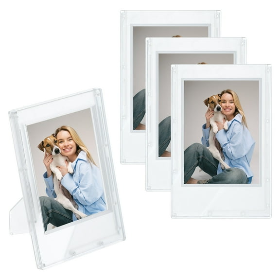 4pcs Mini Picture Frames, 2.4 x 3.6 Inch Rectangular Film Photo Frame, Small Instant Film Photo Frame Holder for Tabletop Picture Display, Matte Clear