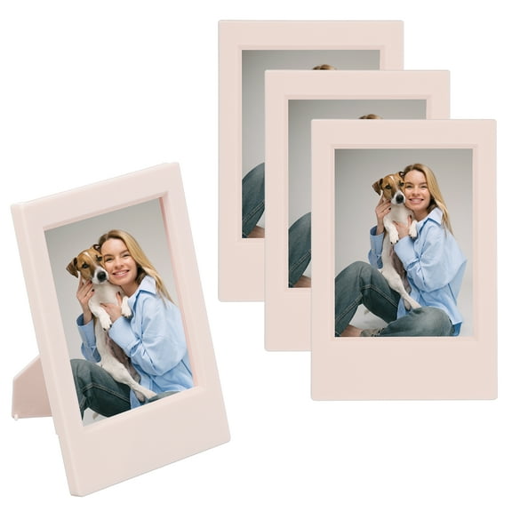 4pcs Mini Picture Frames, 2.4 x 3.6 Inch Rectangular Film Photo Frame, Small Instant Film Photo Frame Holder for Tabletop Picture Display, Pink