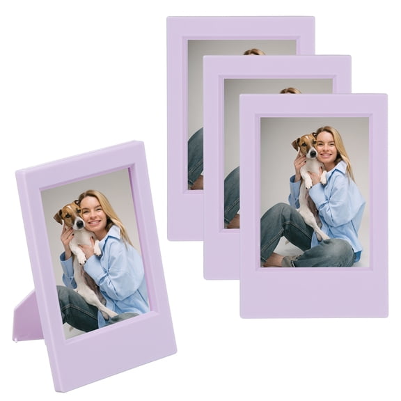 4pcs Mini Picture Frames, 2.4 x 3.6 Inch Rectangular Film Photo Frame, Small Instant Film Photo Frame Holder for Tabletop Picture Display, Purple