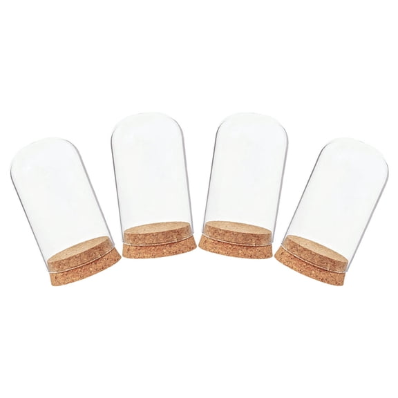 4pcs Mini Round Glass Dome Cover For Eternal Flower Transparent Glass Cover Protective Cover