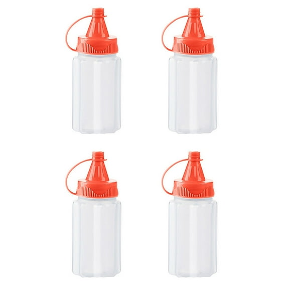 4pcs Mini Sauce Seasoning Box with Lid, White Squeeze Condiment Bottles, Ketchup Honey Bottle, Salad Dressing Container for Lunch, BBQ, Camping Condiment Squeeze Bottles Dinnerware
