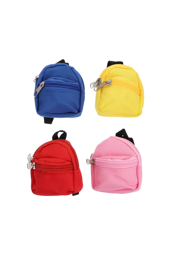 4pcs Mini Schoolbag Model Mini House Doll Backpack Micro Scene Adornment