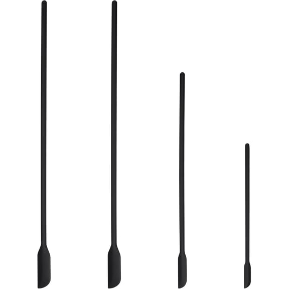 4pcs Mini Silicone Spatula Set, 3 Size Makeup Spatula Small Rubber Spatula for Thin Jar Skinny Openings Bottles, Tiny Scraper for Kitchen and Cosmetic, Multipurpose Scraping Mixing Tools (Black)