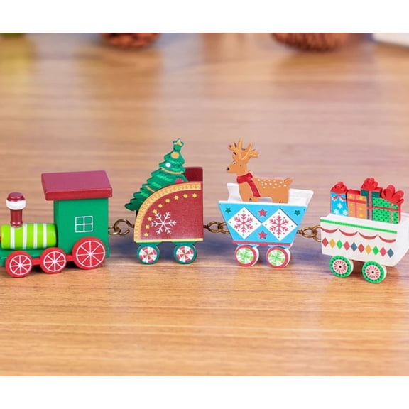 4pcs Mini Wood Train Toys