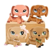 4pcs Mini lps Dachshund Pets #2046 #640 #909 with Bow Necklace Accessories Wiener Dog Bobble-head Figure Toy