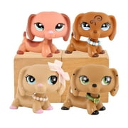 4pcs Mini lps Dachshund Pets #2046 #640 #909 with Bow Necklace Accessories Wiener Dog Bobble-head Figure Toy