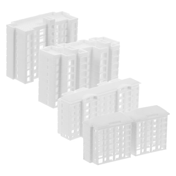 CRAFTHROU Mini Buildings White For Home Decor 4Pcs