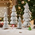 thumbnail image 1 of 4pcs Miniature Christmas Tree Snow Flocked Artificial Pine Tree with Wooden Base for Xmas Holiday Party Home Tabletop Decor, 1 of 6