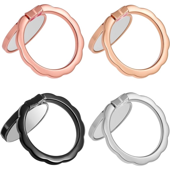 4pcs Mirror Cell Phone Grip Stand Built-in Mirror for Case, Bow Metal Finger Ring Socket Grip Kickstand Cell Phone Ring Holder for Smartphones Mobile Phones Cases