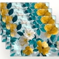 4pcs, Modern Floral Prints Teal and Yellow Placemats,Fashion Print ...