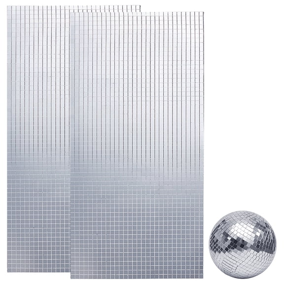 4pcs Mosaic Glass Wall Stickers Wall Decorations Rectangle Silver 296x150x1.2mm Glass