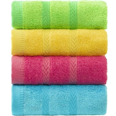 4pcs Multi Colored Bathroom Fingertip Towel - Children's Face Towel, 10 X 18 Inches, 4Strips, 4 Colors