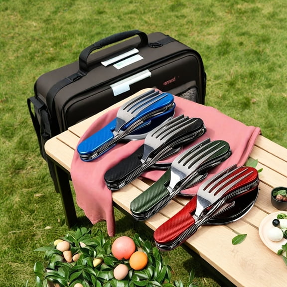4pcs, Multifunctional Outdoor 4-in-1 Cutlery, Detachable Folding Camping Knife, Fork and Spoon Set - for Camping, Hiking and Survival Travel - Ideal Gift for Explorers