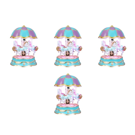 4pcs Music Box 3-Horse Carousel Gifts for Christmas Birthday Valentine's Gifts Decorations