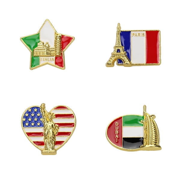 4pcs National Flag Brooches Fashion Lapels Badges Costume Decorations
