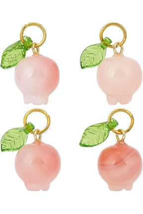 4pcs Natural Agate Pendants 14~14.5mm Pomegranate Agate Pendant with Leaf Natural Agate Charms Smooth Agate Pendants