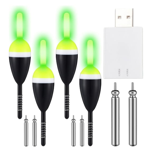 4pcs Night Fishing Float Set With Long Time Illuminating And Rechargeable Battery Pack Night Fishing Bobbers