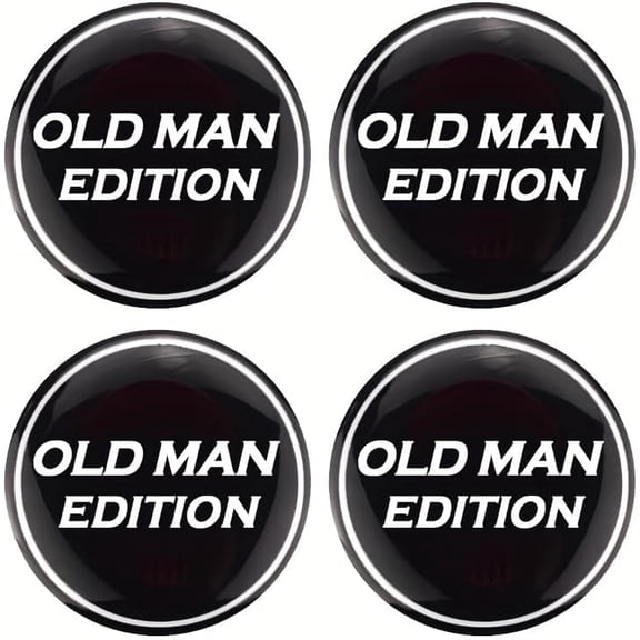 4pcs Old Man Edition Emblem Stickers for Car Wheel Center Hub Cap Cover, 56mm / 2.2 Inch Aluminum Car Accessories for Car SUV