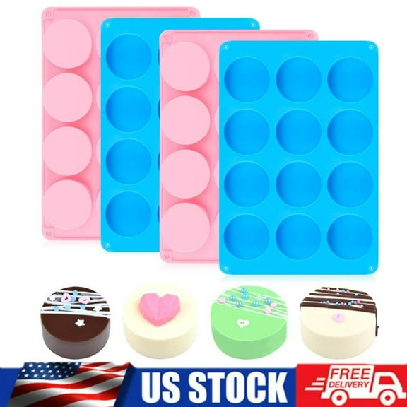 4pcs Oreo Molds Silicone for Chocolate Covered Cake Pucks 12-Cavity Cylinder