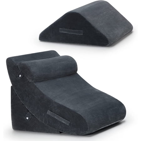 4pcs Orthopedic Bed Wedge Pillow Set, Triangle Wedge Pillows After Surgery, Incline Pillow Wedge for Sleeping Sitting Reading, Memory Foam Wedge for Acid Reflux, Snoring, Leg Elevation