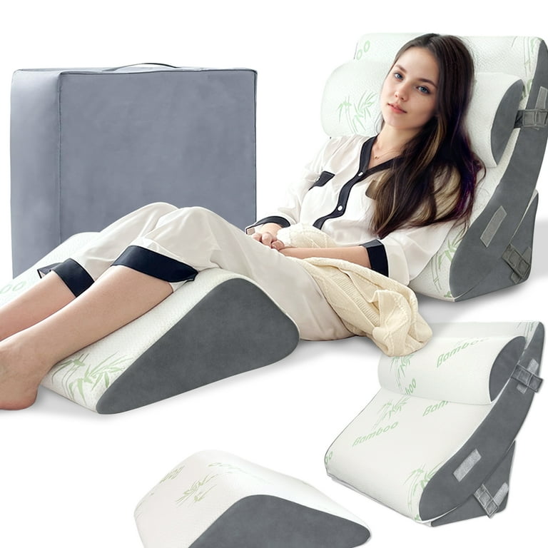 4pcs Orthopedic Bed Wedge Pillow for Sleeping Memory Foam for Post Surgery Adjustable Back Neck Leg Support Sitting Up and Rest Pillow with