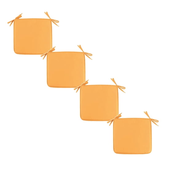4pcs Outdoor Seat Cushion 15.8" Square Tie Chair Pad Wear-Resistant Polyester Seat Mat Washable Soft Cushion for Bistro Patio Indoor Home Use Orange