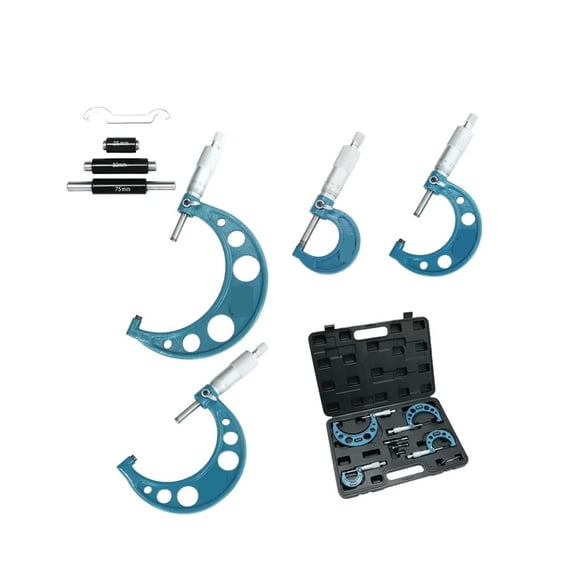 4pcs Outside Micrometer Set Machinist Tool 0-4" 0-100mm 0.01mm Accuracy Carbide Micrometer Set With Standards Ratchet ,Your Good Helper