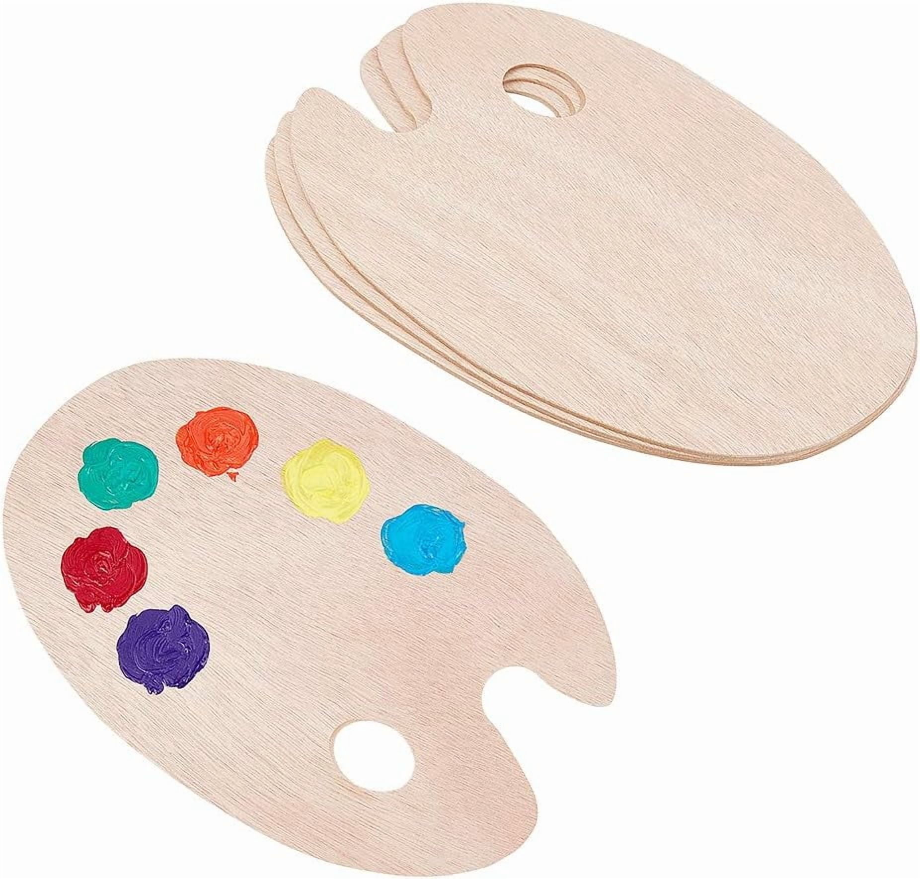 4pcs Oval Wooden Painting Palette 7 x 18 Inch Wooden Paint Tray Artist Painting Palette with Thumb Hole