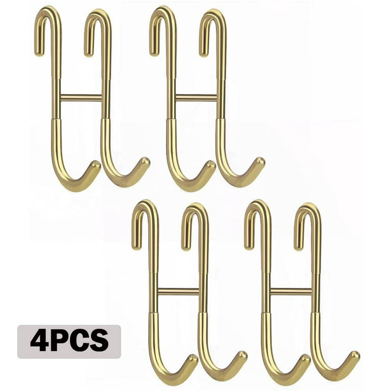 4pcs Over Shower Glass Door Hook, Plated Gold, 304 Stainless Steel