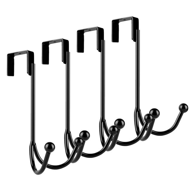 4pcs Over the Door Hook, EEEkit Sturdy Metal Double Hanger Hook, Coat