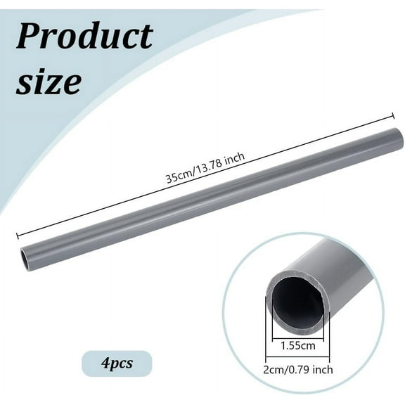 4pcs PCV Plastic Hollow Round Tubes Black 350x20.5mm