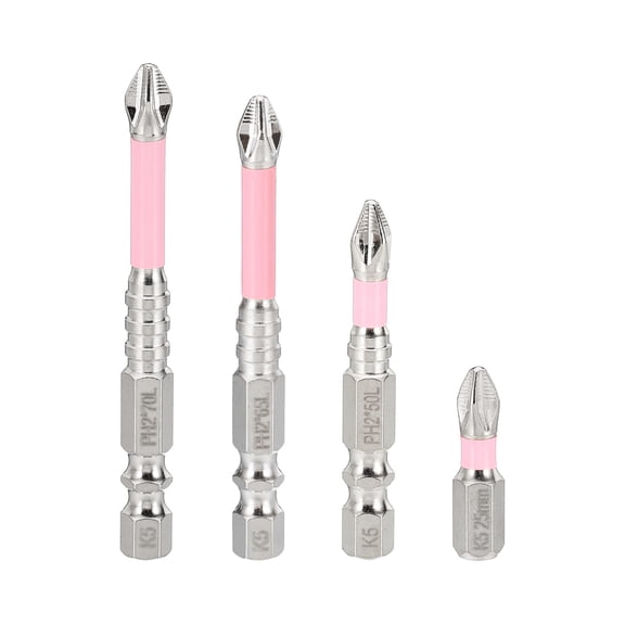 4pcs PH2 Phillips Impact Screwdriver Bit 1"-2.8" Long Magnetic Anti Slip Tip