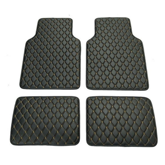 4pcs PU Leather 5-seats Car Front & Rear Liner Foot Mat Dustproof Floor Cushions