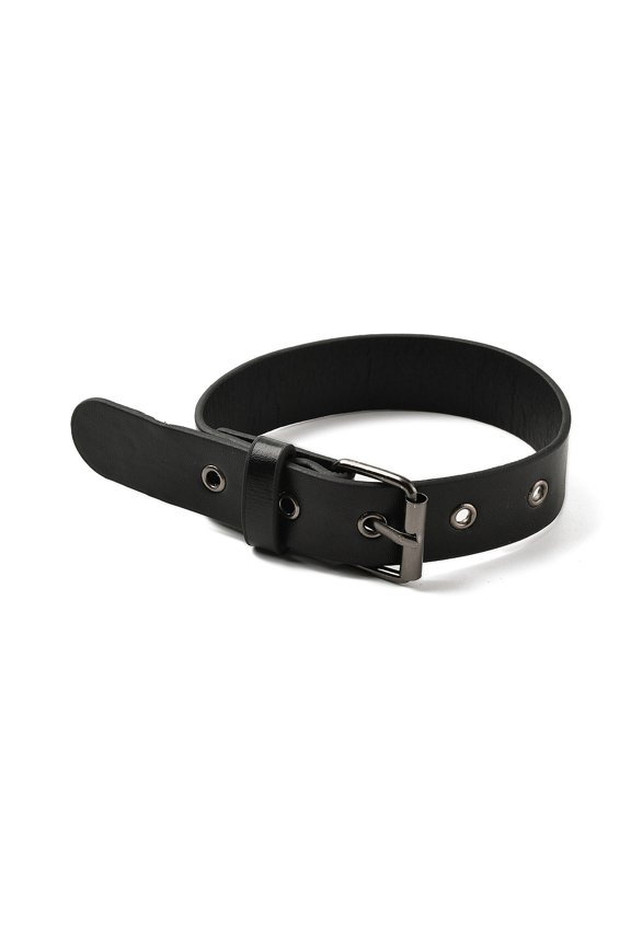 4pcs PU Leather Cuff Belt Buckles Coat Jacket Sleeve Straps Traditional Kilt Extender Straps with Iron Buckle Black 407x25x2.5mm