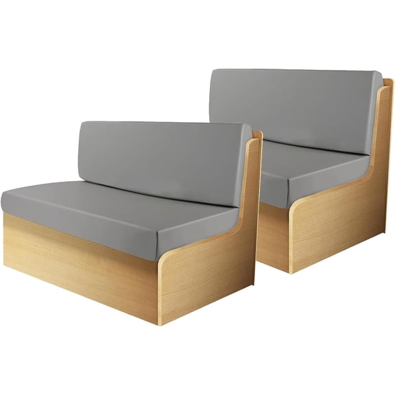 4pcs PU Leather RV Dinette Cushion Covers, Waterproof RV Seat Cover Restaurant Seat Sofa Slipcover RV Camper Car Settee Bench Cover (Grey)