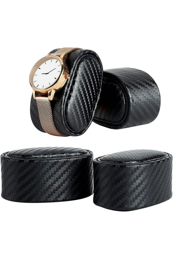 4pcs PU Leather Watch Pillow Inserts Black Watch Cushion Watch Display Pillow Oval Pad with Cover