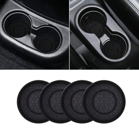 4pcs PVC Car Cup Holder Coaster Set, Non-Slip Universal Vehicle Insert for Water Bottles, Trucks, RVs - Interior Accessories for Men and Women, Drink Spill Prevention, Truck Interior Accessories