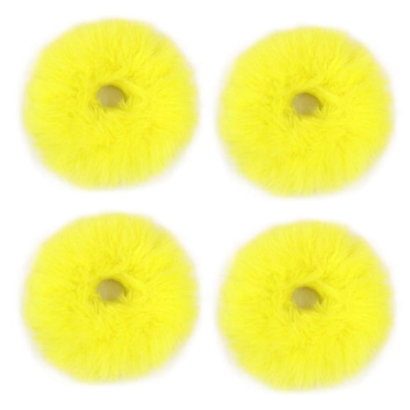 4pcs Pack Furry Faux Rabbit Fur Hair Scrunchies Artificial Fur Hair Bobbles Elastic Hair Band Rope Wristband Ponytail Accessories(Yellow)