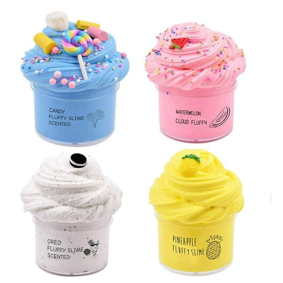4 Pack Slime Kit Party Favors ,Colored Slime, Non Sticky,Super Soft Sludge Toy, Birthday/Xmas Gifts for Kids Girls Boys(3.38oz*4)
