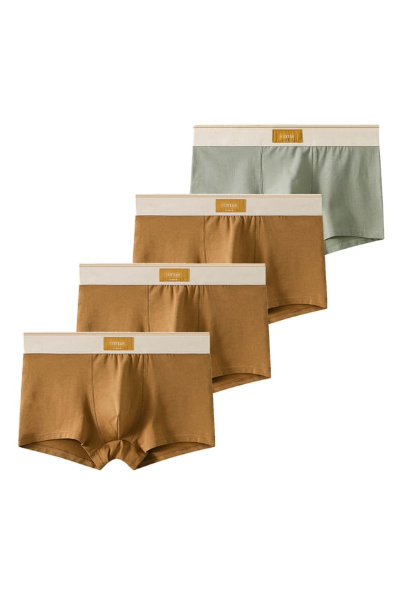 4pcs Packs Men's Boxer Briefs Soft Cotton Comfortable Briefs for Men Lightweight Breathable Sport Underwear Gym Workout Biking Running Athletic Undergarments Quick Dry Underwear