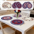 thumbnail image 1 of 4pcs Patriotic Round Table Mats, Polyester Independence Day Placemats, Non-Slip Printed Heat Resistant Washable Dining Mats for July 4th Holiday Kitchen Home Party Decoration, K, 1 of 6