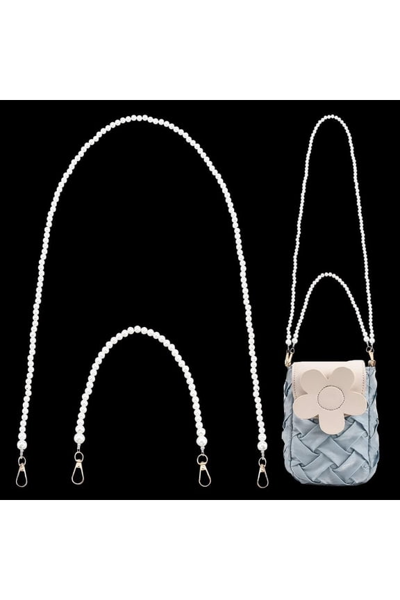 4pcs Pearl Chain Strap 43" 16" Imitation Pearl Beaded Bag Straps Purse Chain Replacement Handbag Chain Strap with Golden Swivel Clasps for DIY