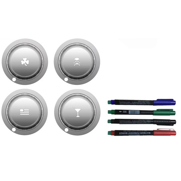 4pcs Personalized Golf Ball Marker Alignment Tool with Alphabet Pattern and Pen for Putting Practice