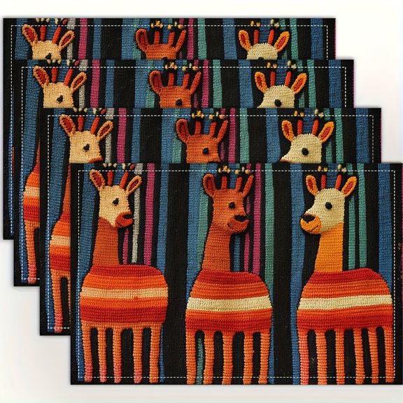 4pcs, Peruvian Stripes Placemats, Fashion Print Pattern Table Mat, for Dining Table, Kitchen, Party, Indoor, Holiday, Dinner Parties And Home Decor 12X18 Inch