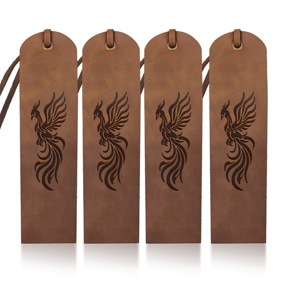 4pcs Phoenix Totem Leather Bookmark DIY Vintage Bird Leather Page Markers 27inch Ancient Flying Bird Handmade Book Mark