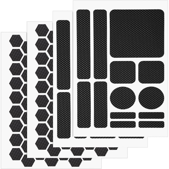 4pcs Phone Grip Tapes, Hexagonal and Round Anti-Slip Phone Case Grip Tape Stickers Waterproof Pre-Cut Strips Decal Perfect Accessories for Cellphone Controller Mouse Laptop(Black)
